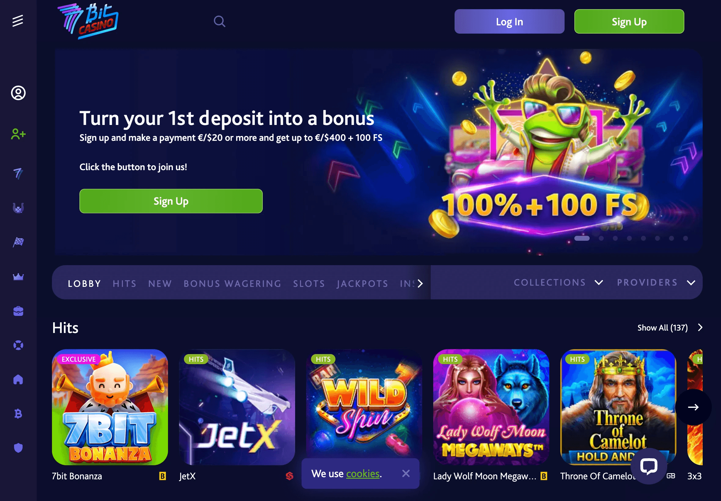 7BitCasino Homepage Screenshot