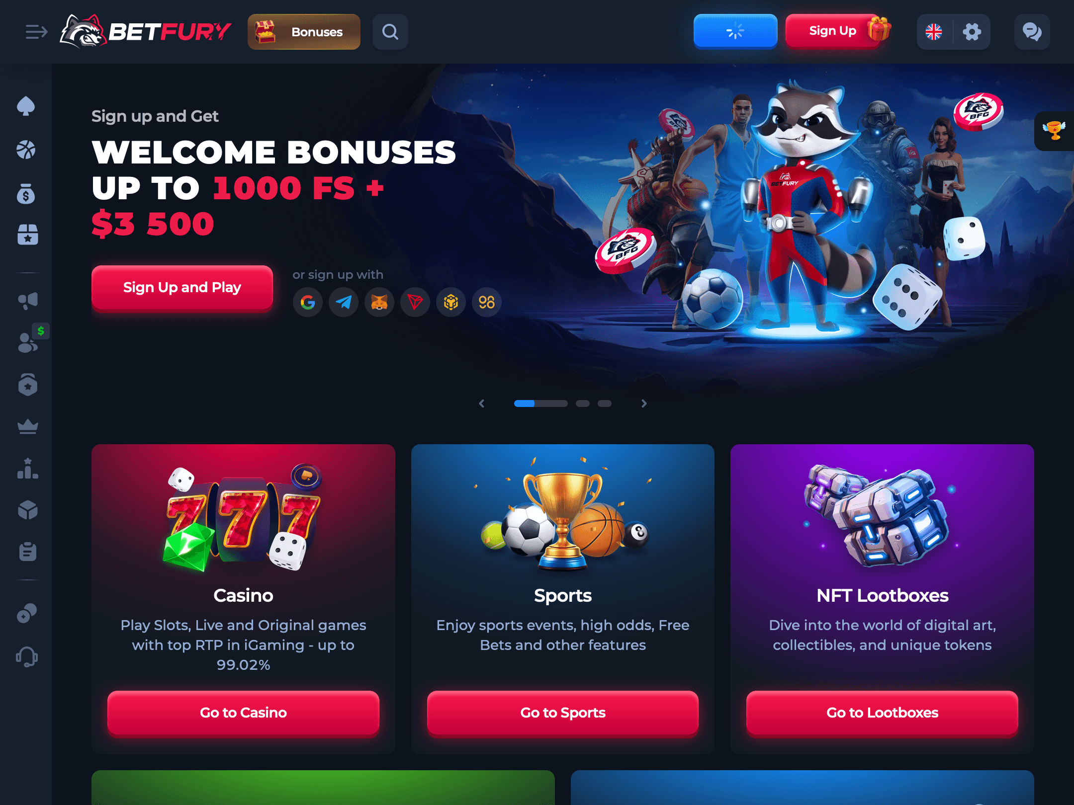 Betfury Homepage Screenshot